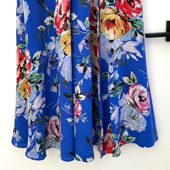 Yumi Kim Revolve Jasmine Silk Maxi Dress Floral Slit Blue Wedding Size Small - Picture 6 of 13